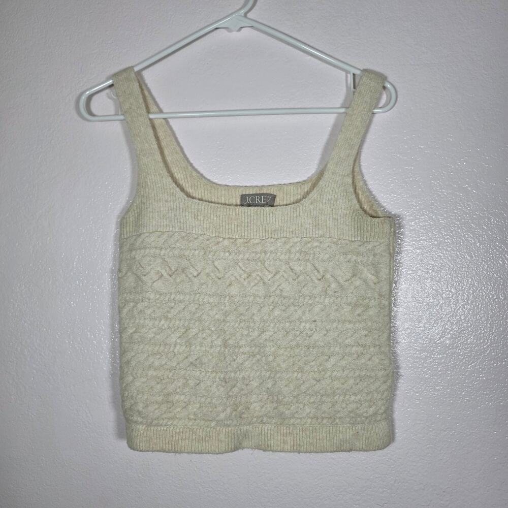 J.Crew Supersoft Cropped Cable Knit Sweater Tank Cream Women’s M